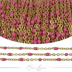 Chain in Gold Inox Enamelled Fuchsia 1mt