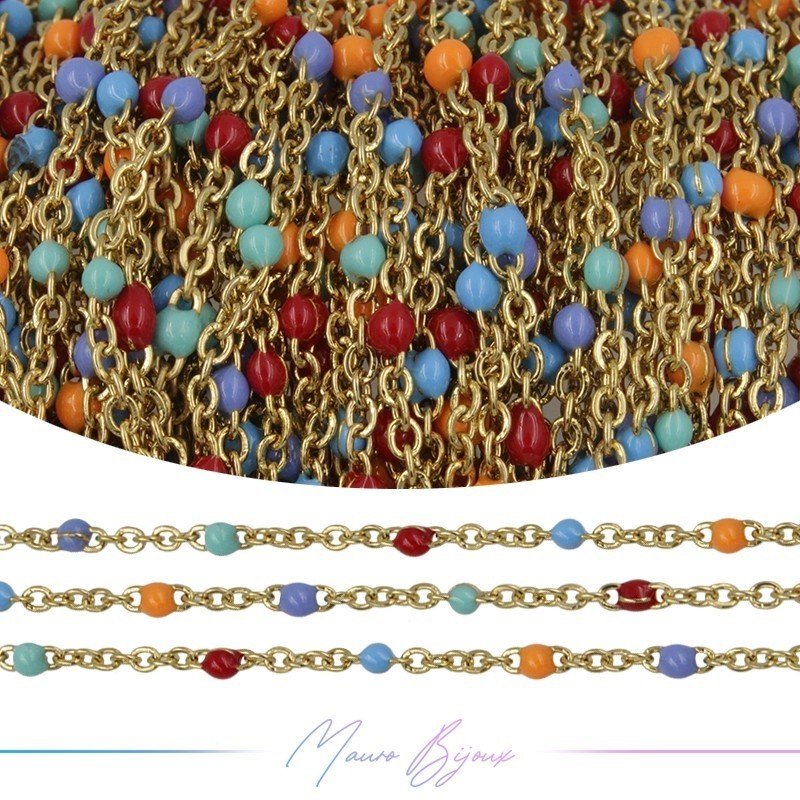Chain in Gold Inox Enamelled Multicolor 1mt