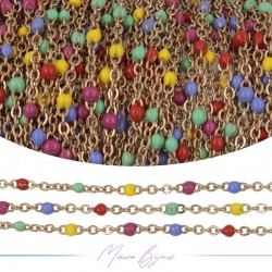 Chain in Rose Gold Inox Enamelled Multicolor B 1mt