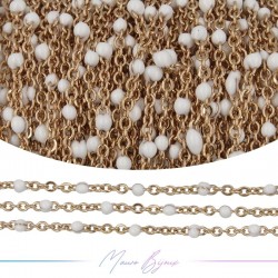 Chain in Rose Gold Inox Enamelled White 1mt