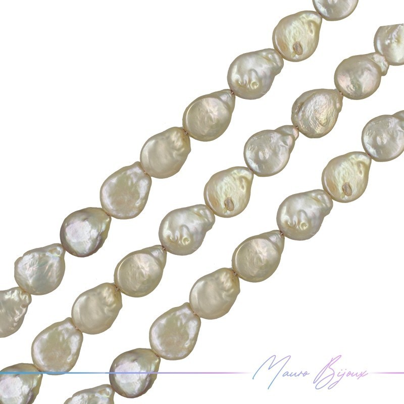Perle di Fiume forma Goccia Piatta Giallo 14x18mm