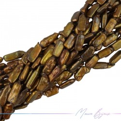 Perle di Fiume forma Lunga Rettangolare Marrone 8x20mm