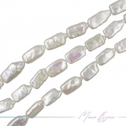 Perle di Fiume forma Lunga Rettangolare Bianco 10x20mm