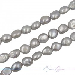 Perle di Fiume forma Mezze Perle Grigio Irregolare 12.5x11mm