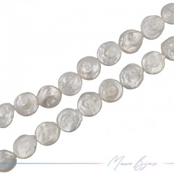 Perle di Fiume forma Tonde Piatta Irregolare Bianco 16-17mm
