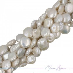Perle di Fiume forma Pastiglia Piatta Irregolare Bianca 15-17mm
