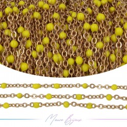 Chain in Rose Gold Inox Enamelled Yellow 1mt