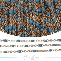 Chain in Rose Gold Inox Enamelled Light Blue 1mt
