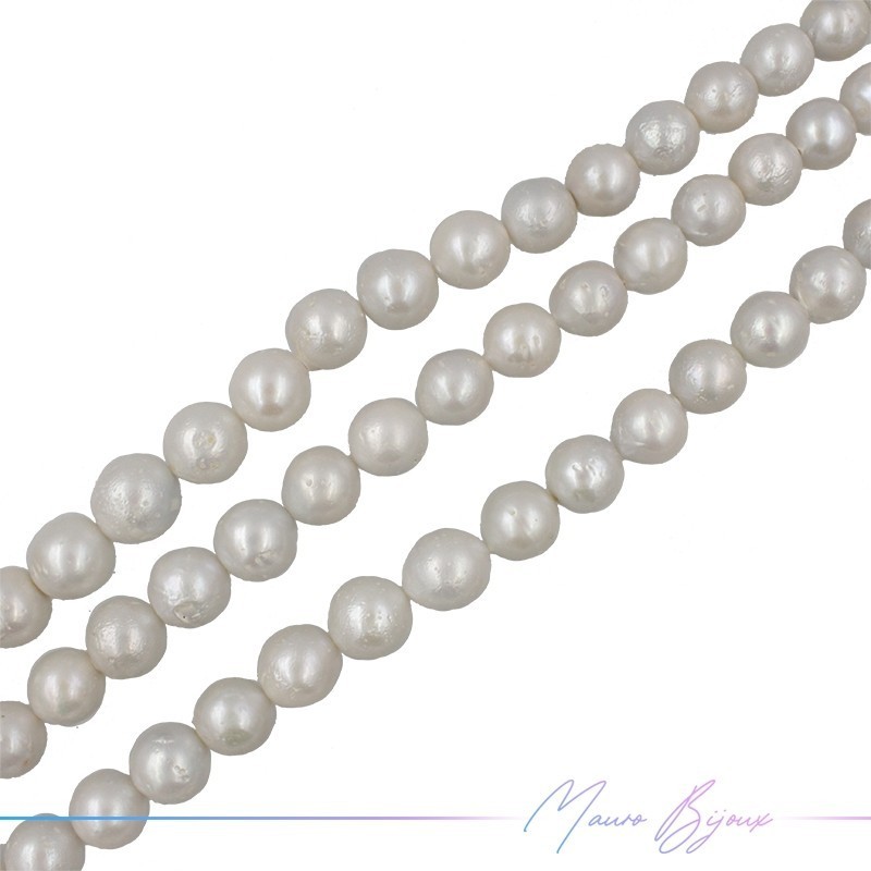 Perle di Fiume  forma Tonde Bianche Irregolare 12.5-14mm