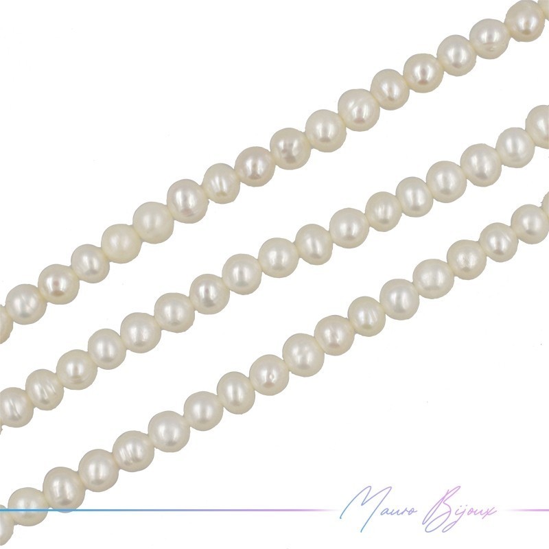 Perle di Fiume forma Sfera Panna Liscia 6mm