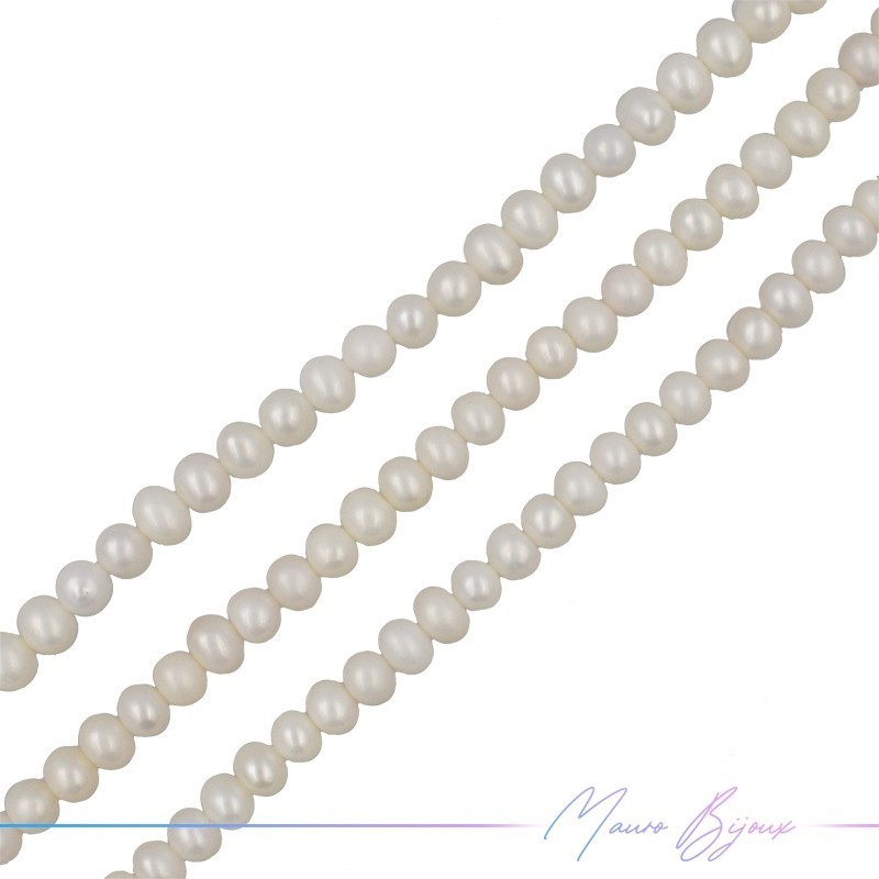 Perle di Fiume forma Sfera Panna Liscia 7mm