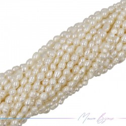 Perle di Fiume forma Ovalini Irregolare Panna 4x6mm