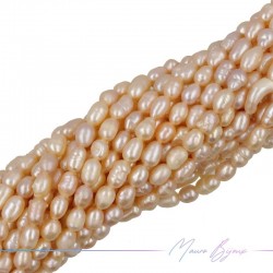 Freshwater Pearls Ovals Irregular Salmon 4x6.5mm