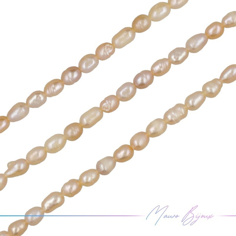 Perle di Fiume forma Ovalini Irregolare Salmone 4.5x7mm