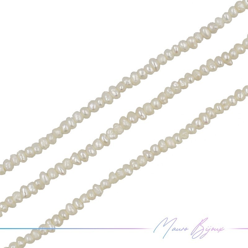 Perle di Fiume forma Rondella Irregolare Panna 3.5mm