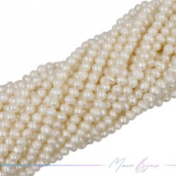 Perle di Fiume forma Sfere Rigate Irregolare Panna 6mm