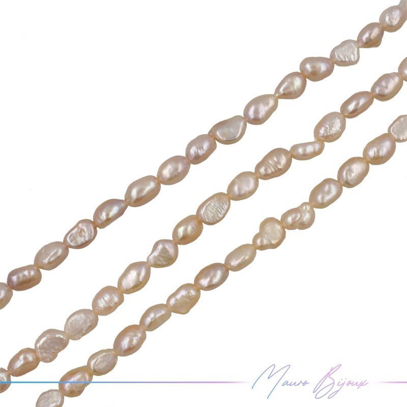 Perle di Fiume forma Sassolini Irregolare Salmone Scuro 7x9mm