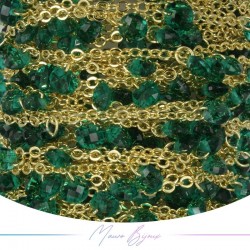 Chain in Brass Gold with Zircon Green 1mt