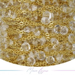 Catena in Ottone Dorato Zircone Bianco 1mt