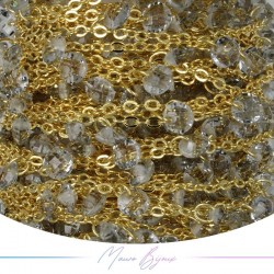 Chain in Brass Gold with Zircon Grey 1mt