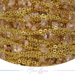 Catena in Ottone Dorato Zircone Beige 1mt