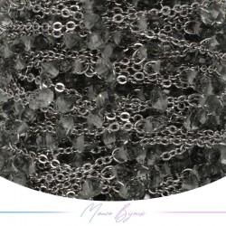 Catena in Ottone Argento Zircone Nero 1mt