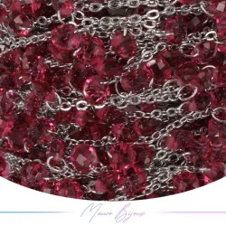 Catena in Ottone Argento Zircone Fucsia 1mt