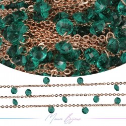Chain in Rose Gold Brass with Zircon Green 1mt