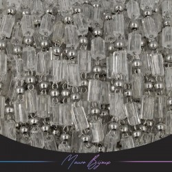 Chain in Inox Silver with Glass Crystals Rectangle Trasparent 1mt