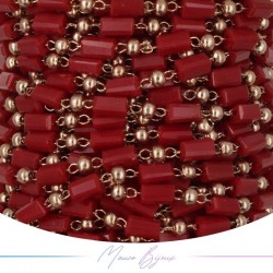 Chain in Inox Rose Gold with Glass Crystals Rectangle Bordo 1mt