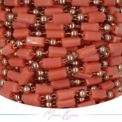 Chain in Inox Rose Gold with Glass Crystals Rectangle Orange 1mt