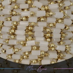 Chain in Inox Gold with Glass Crystals Rectangle White 1mt