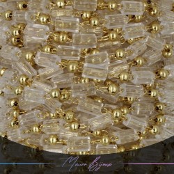 Chain in Inox Gold with Glass Crystals Rectangle Trasparent 1mt