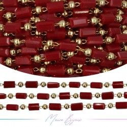 Chain in Inox Gold with Glass Crystals Rectangle Bordo 1mt