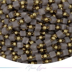 Chain in Inox Gold with Glass Crystals Square Grey 1mt