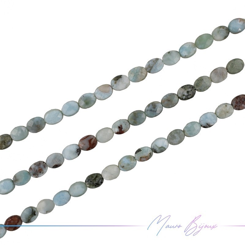Larimar Ovale Piatta Sfacetttata 6x8mm (Filo di 40 cm)