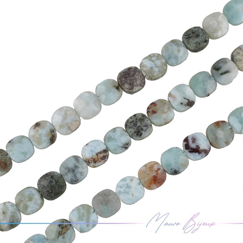 Larimar Quadrato Piatta Sfacetttata 8mm (Filo di 40 cm)