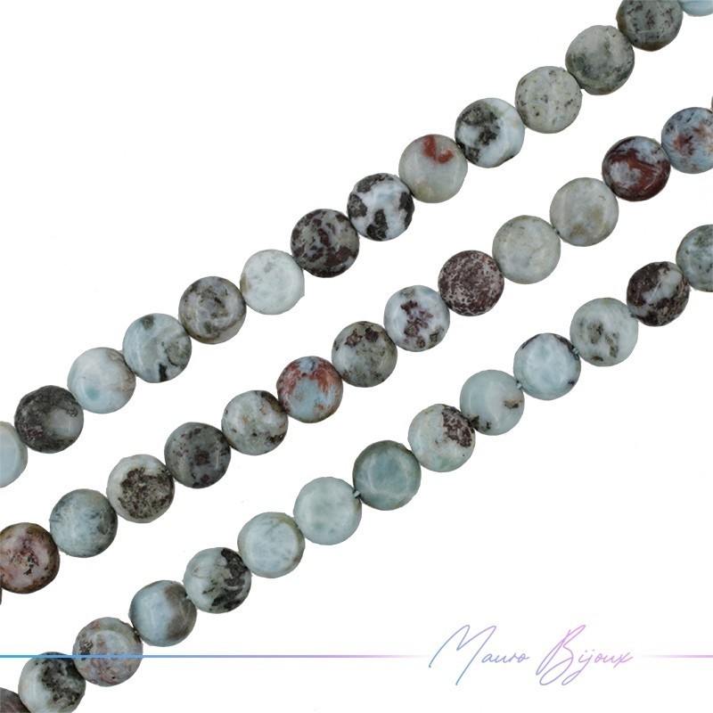 Larimar Flat Round Smooth  10mm (Wire of 40 cm)