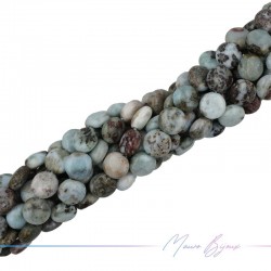 Larimar Flat Round Smooth  10mm (Wire of 40 cm)