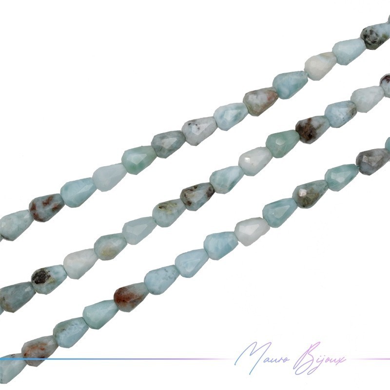 Larimar Drop Faceted 5x8mm (Wire of 40 cm)