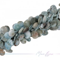 Larimar Flat Drop Faceted 14x10mm (Wire of 40 cm)