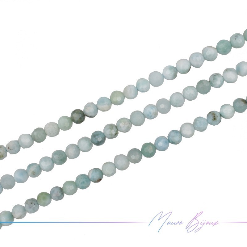 Larimar Sphere Faceted 4mm (Wire of 40 cm)
