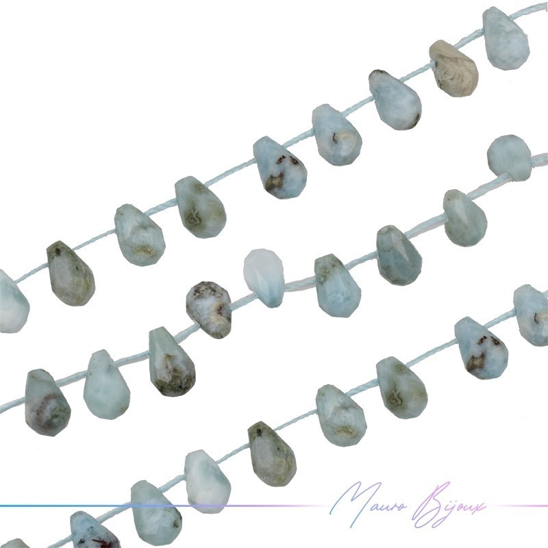 Larimar Goccia Sfacettata 9x6mm (Filo di 40 cm)