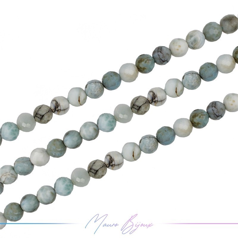 Larimar Sphere Faceted Dark 3mm (Wire of 40 cm)