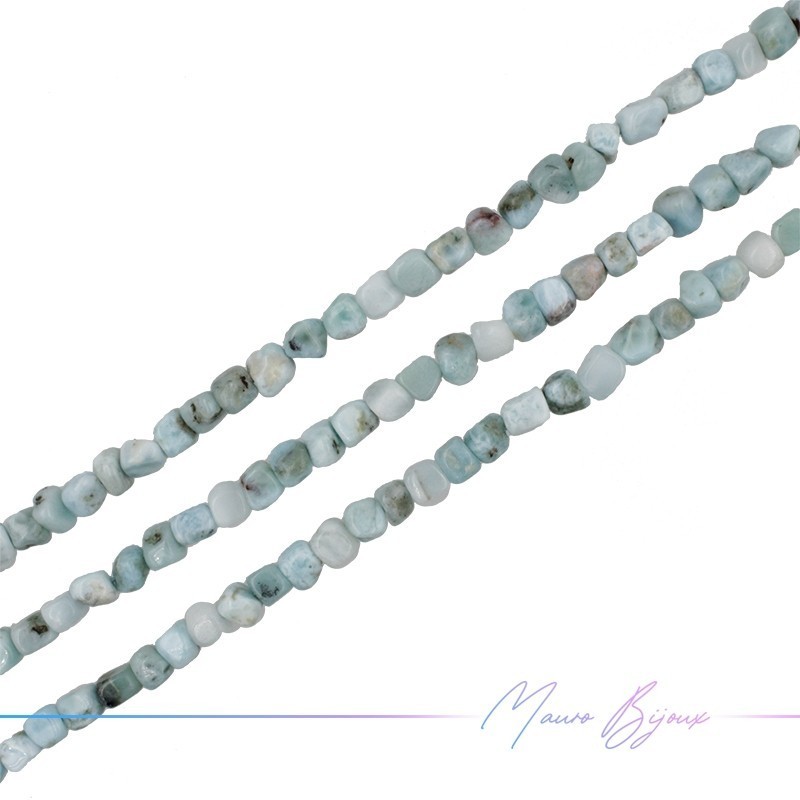 Larimar Pebbles Square Smooth 5-7mm (Wire of 40 cm)