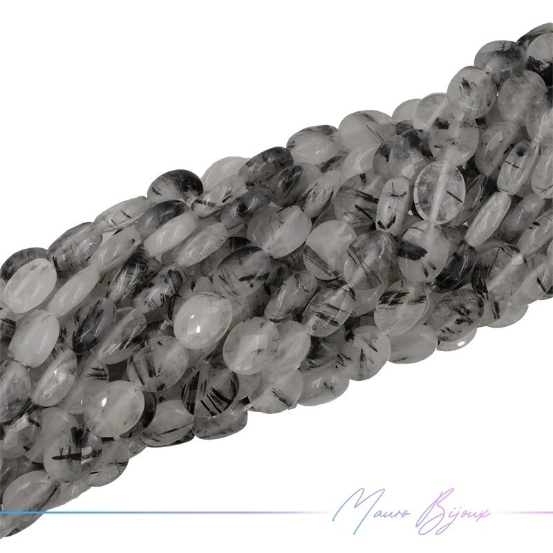 Tourmaline Quartz Oval Faceted 8x10mm (Wire of 40 cm)