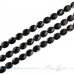 Black Onyx Oval Faceted 8x10mm (Wire of 40 cm)