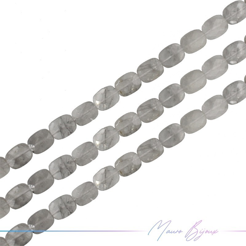Gray Quartz Rectangular Faceted 8x10mm (Wire of 40 cm)