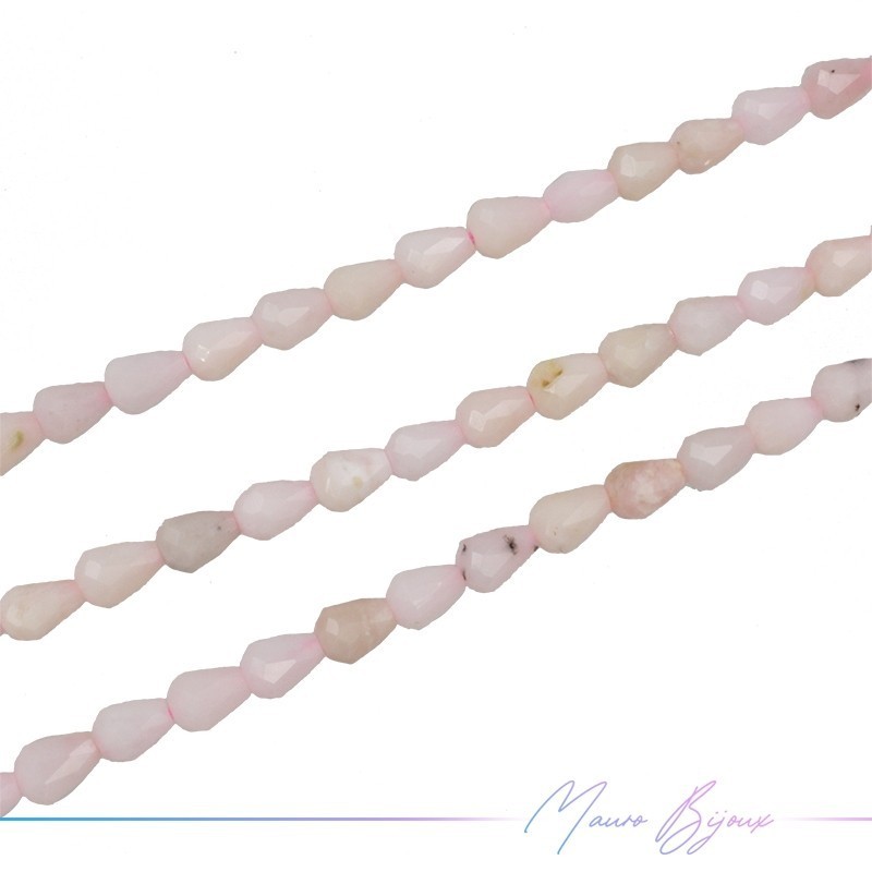 Pink Opal Drop Faceted 8x5mm (Wire of 40 cm)
