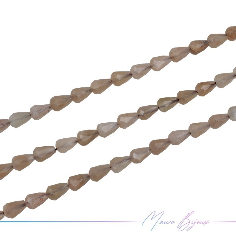 Sun Stone Drop Faceted 8x5mm (Wire of 40 cm)
